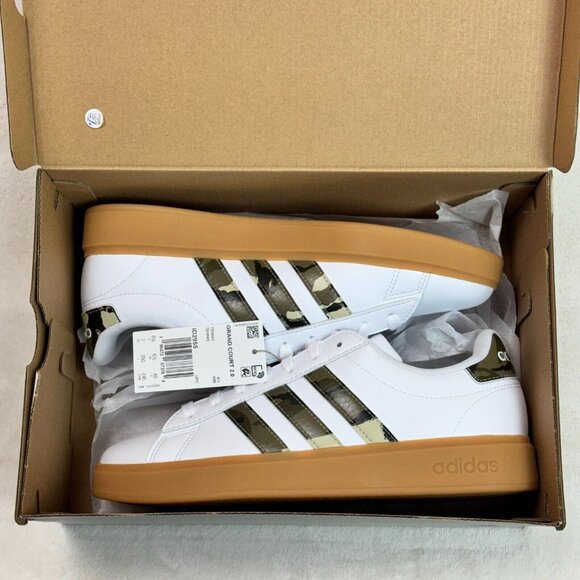 Adidas Grand Court 2.0 Shoes Camo Cloud White Olive Strata Putty Grey Men's 7 US - Picture 3 of 16